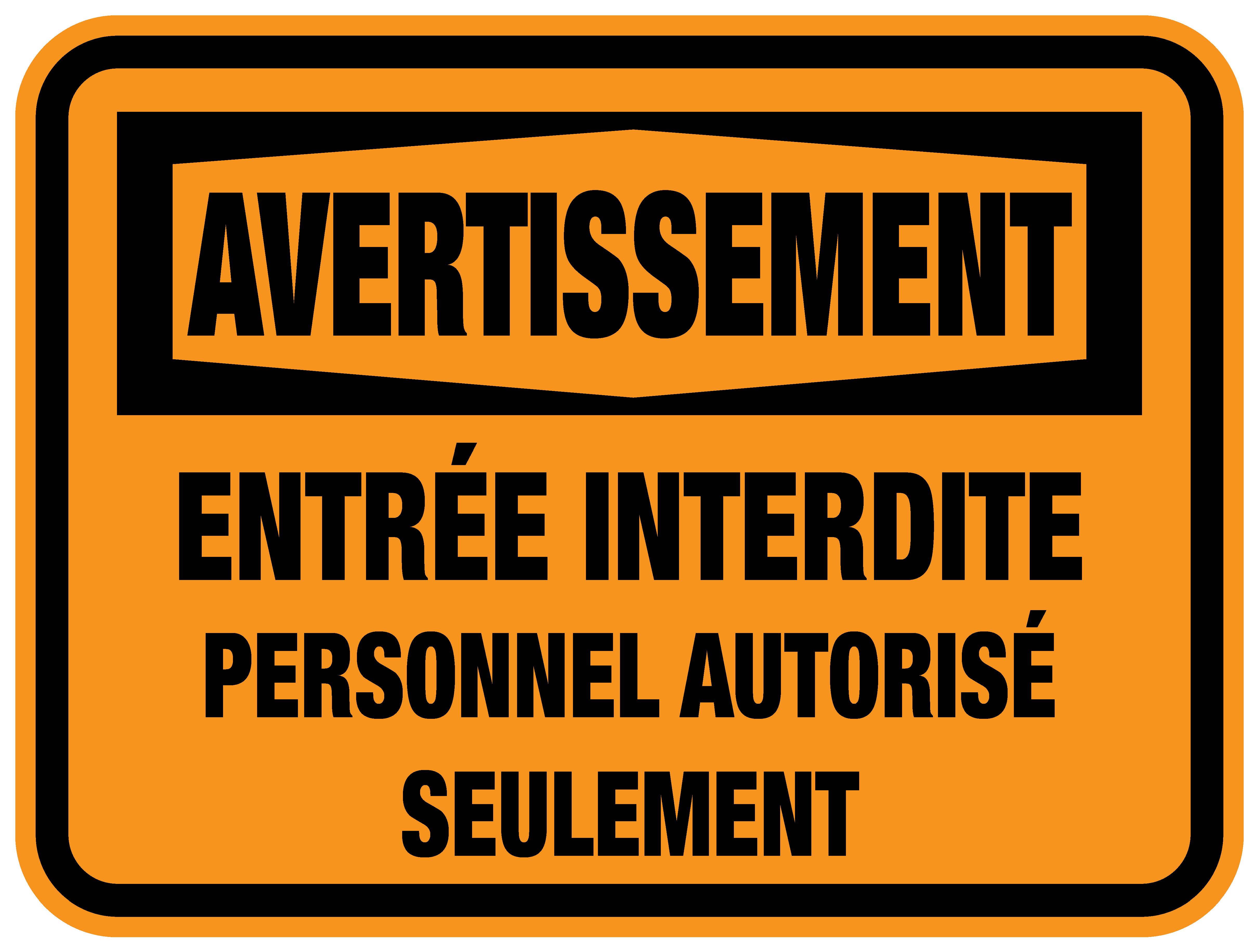 Panneaux Norme Osha Entrée Interdite Personnel Autorisé Suelement Signel Services 