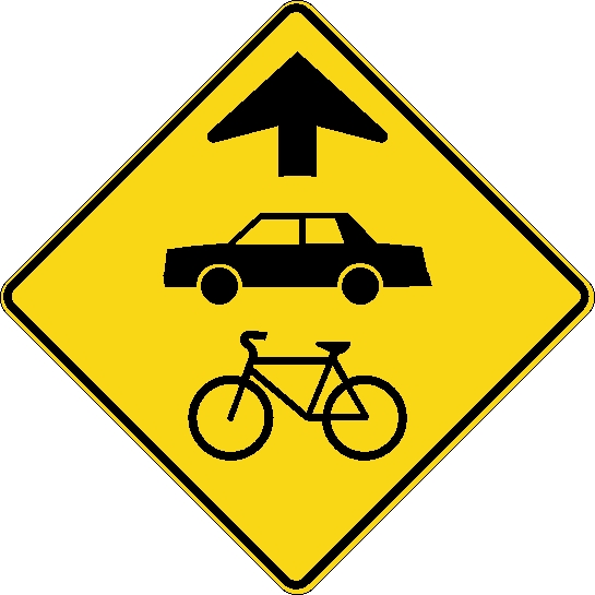 Signal avancé de chaussée désignée pour automobiles et cyclistes ...